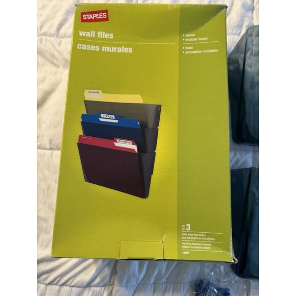 Staples Wall Files Smoke Modular Design Set of 2 Holds Letter Size Folders - Picture 2 of 5